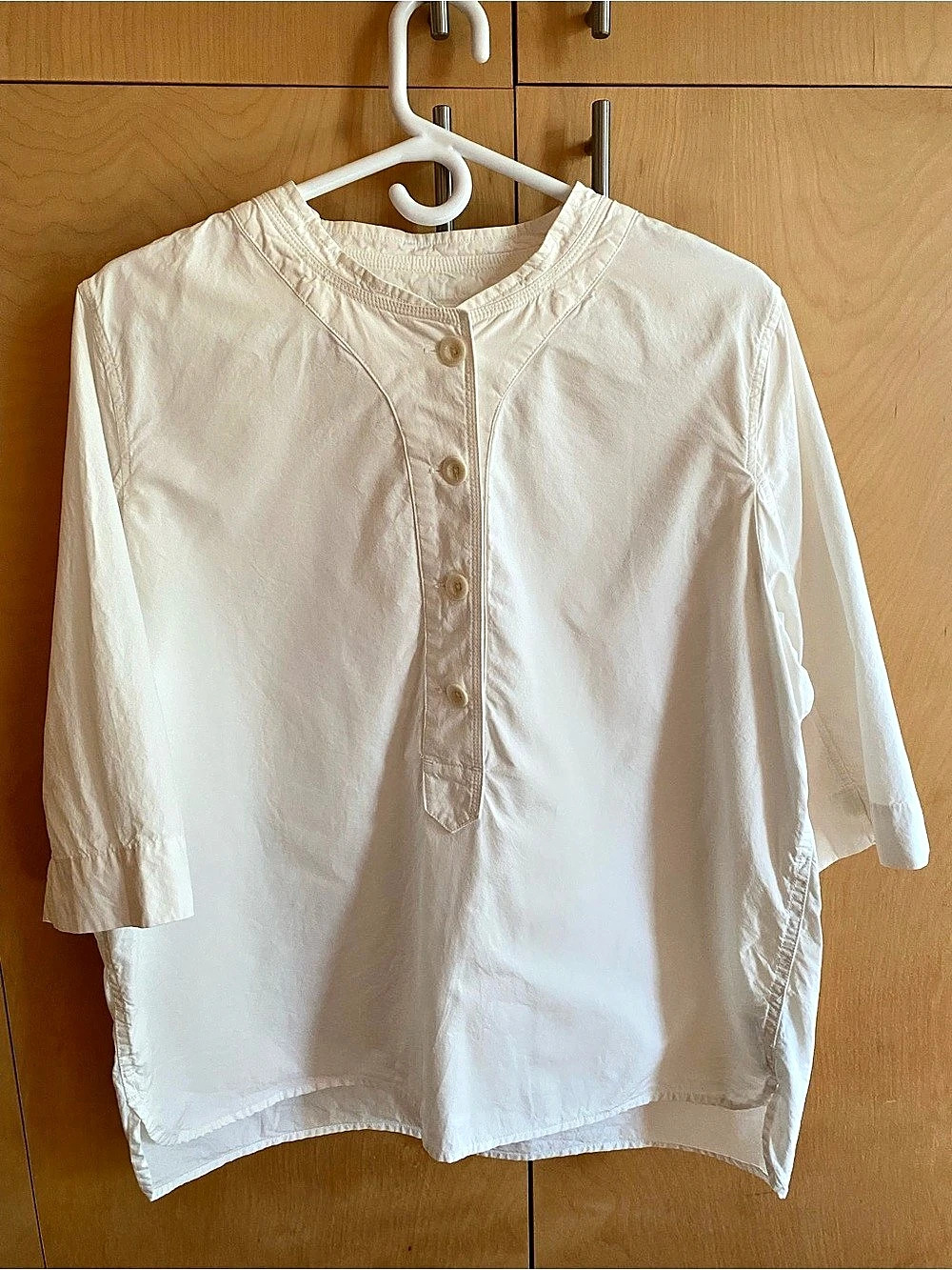 Toast Applied Placket Cotton Linen Top White Size 16